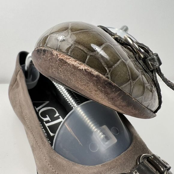 AGL Suede Animal Print Ballet Flats Cap Toe Women's 36.5 EU 6 US Made in Italy - Picture 5 of 10